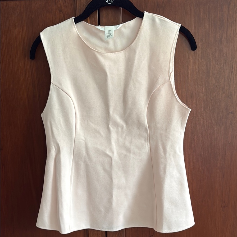 H&M Cream Sleeveless Peplum-Style Tank